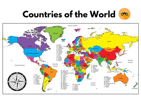 World Map List Of Countries