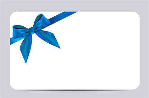 Blank Gift Card Template with Blue Bow and Ribbon. Vector Illustration ...