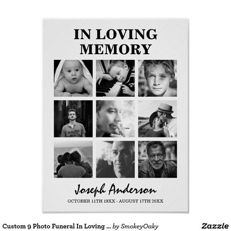 Custom 9 Photo Funeral In Loving Memory Memorial Poster | Zazzle | In ...