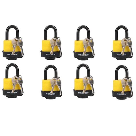 4 Keyed Alike 40mm Water Resistant Waterproof Padlocks 8 Locks 16 Keys Security | DIY at B&Q