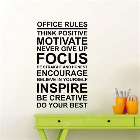 Office Rules Poster Wall Decal Work Motivation Quote Sign Think ...