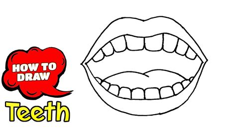 How to Draw Teeth | Teeth Drawing Cartoon (Step By Step Guides) | Easy ...