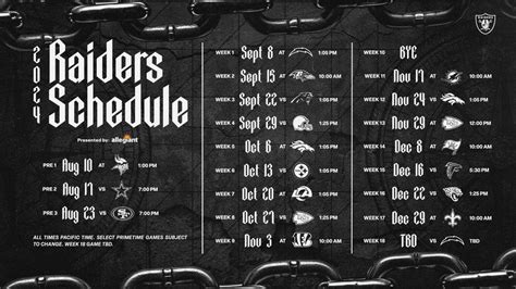 2024 Las Vegas Raiders Schedule: Complete schedule and matchup ...