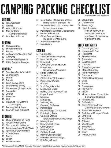 Camping List | Camping checklist, Camping supplies, Checklist