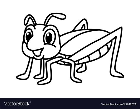 Cute grasshopper cartoon coloring page Royalty Free Vector