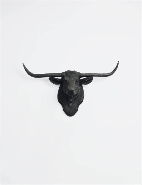 Cow Head Wall Mount Decor The Remington Black Resin