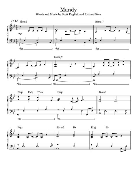 Mandy - Barry Manilow Sheet music for Piano (Solo) | Musescore.com