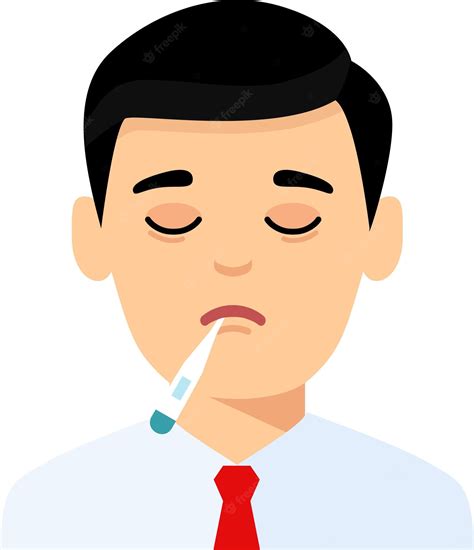 Premium Vector | Vector illustration of a sick man with a thermometer