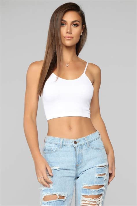 Layla Seamless Crop Cami - White in 2020 | Cropped cami, White cami ...