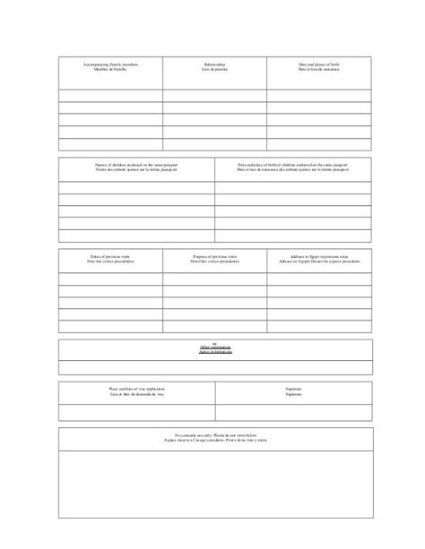 Egypt visa application form