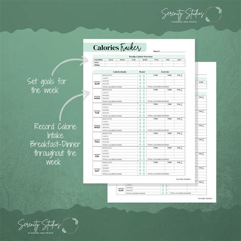 Calorie Tracker Printable, Fitness Journal, Calorie Counter, Exercise ...