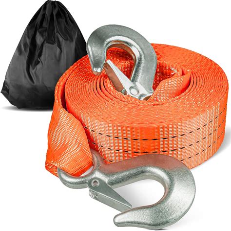 Amazon.com: Digank Tow Strap with Hooks 2”x20’ 15,000 LBS, Tow Rope Metal Safety Hooks, Car ...