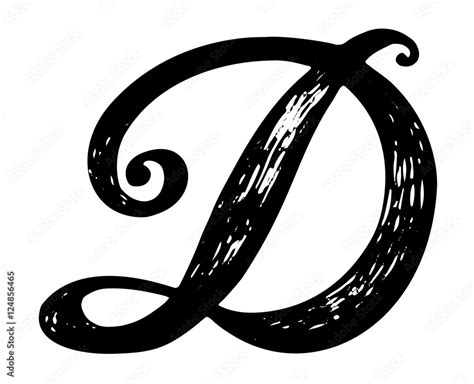 Letter D. Calligraphy alphabet typeset lettering. Hand drawn alphabet. Capital and lower-case ...