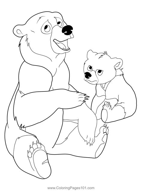 Staring Koda To Kenai Coloring Page for Kids - Free Brother Bear ...