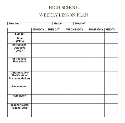 Weekly Lesson Plan - 8+ Free Download for Word, Excel, PDF