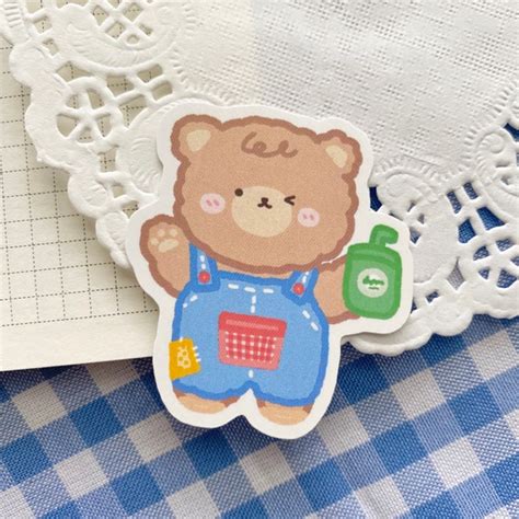 Cute Bear Vinyl Sticker Aesthetic Laptop Decal Die Cut | Etsy