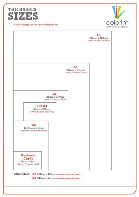 Standard Page Sizes for Printing Guide | Colprint