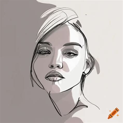 Minimalist, single line drawing, simple portrait