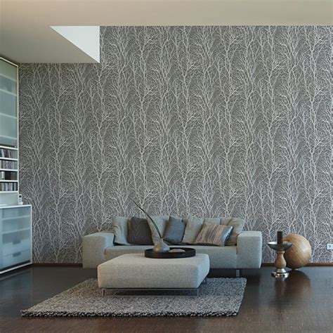 TREE BRANCHES WALLPAPER DARK GREY & SILVER - AS CREATION 300943 FOREST | eBay