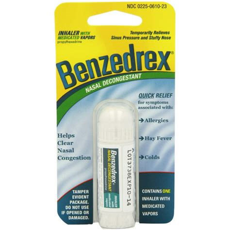 Benzedrex Nasal Decongestant Inhaler 1 Each (Pack of 4) - Walmart.com - Walmart.com