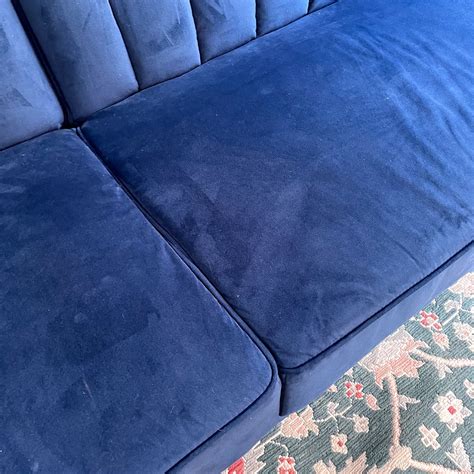 Blue Velvet Reclining Sofa