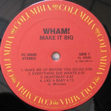 Wham! – Make It Big (Vinyl LP - Canadian Pressing) - Record Cellar Canada