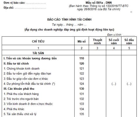 Báo cáo tài chính chi tiết cho doanh nghiệp vừa và nhỏ