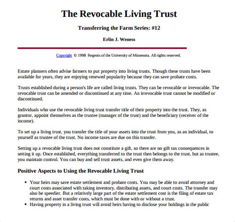 FREE 10+ Sample Living Trust Form Templates in PDF | Word