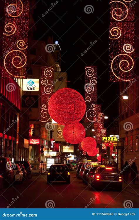 Christmas lights in Vienna editorial image. Image of austria - 111549840