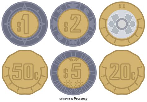 Monedas del peso mexicano del vector fijaron 155640 Vector en Vecteezy