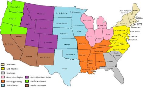 Map of United States Regions