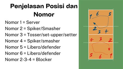 √ Nama Posisi 6 Pemain Bola Voli dan Tugasnya Berdasarkan Nomor (Gambar)