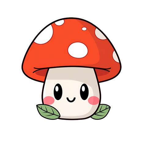 Cute Cartoon Kawaii Mushroom Sticker Clipart AI Generated 28192557 PNG