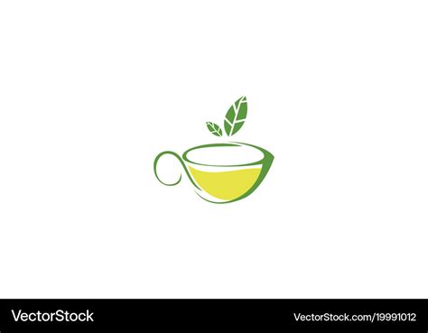 Cup tea green herbal logo Royalty Free Vector Image