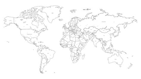 Map Of The World Black And White Printable - Printable Word Searches