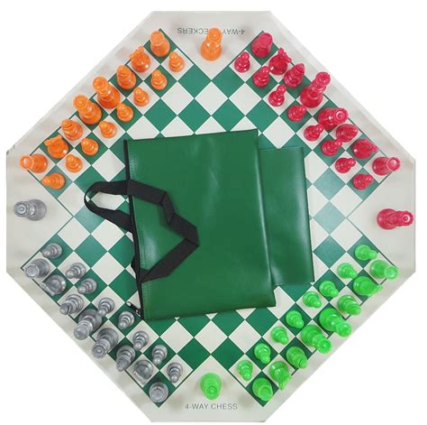 4 Way Chess Set - Board , 4 Sides Color Chess Pieces & Bag