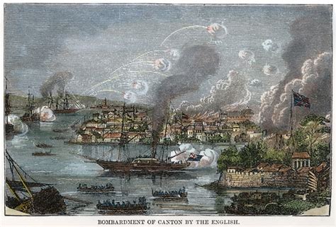 First Opium War 1841 Nthe Bombardment Of Canton China By The British Fleet In 1841 During The ...