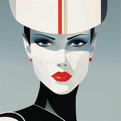 Retro Futuristic Woman Portrait: Glamorous and Daring Illustration Stock Illustration ...