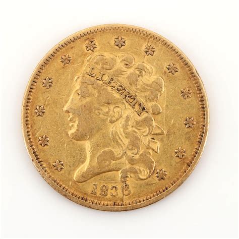 1836 Classic Head Five Dollar Gold Coin | EBTH