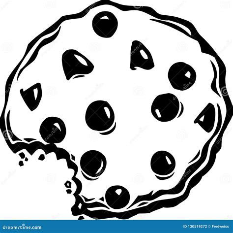 Black and White Chocolate Chip Cookie Illustration Stock Vector - Illustration of baked, bake ...