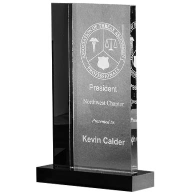 Black Side Crystal Award | Etched Glass Rectangle Trophy | Paradise Awards