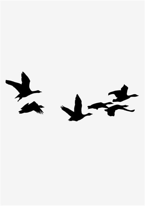 Geeses Flying Silhouette PNG Transparent, Hand Drawn Style Silhouette ...