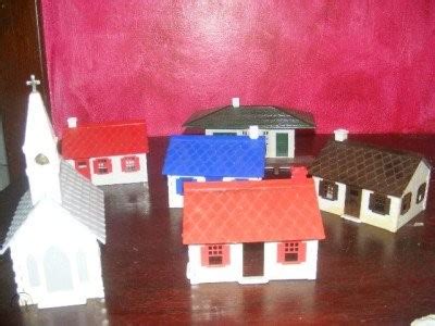 6 Vintage Plasticville Buildings Houses Church O Scale | #95573002