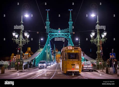 Liberty bridge Budapest at night Stock Photo - Alamy