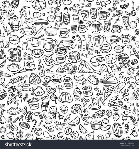 doodle food icons seamless background #Sponsored , #SPONSORED, #food#doodle#icons#background ...