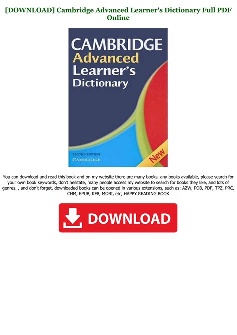 Download [PDF] Cambridge Advanced Learner's Dictionary [Full]. by ...