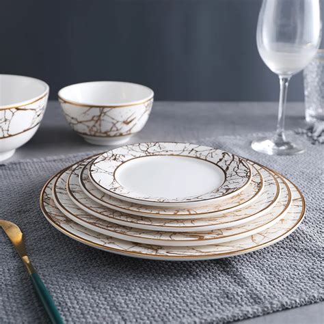 Luxury Dining Plates Ceramic Dinnerware Set Marbling Plates And Bowls ...