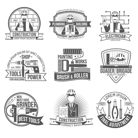 Construction Label Set 461940 Vector Art at Vecteezy