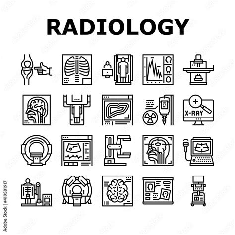 Radiology Equipment Collection Icons Set Vector. Mri And Ultrasound, Ct ...