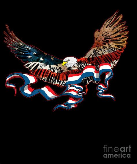 Patriotic Print American Flag Eagle Red White Blue Drawing by Noirty Designs